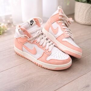 Nike Women’s White and Peach High-Top Sneakers